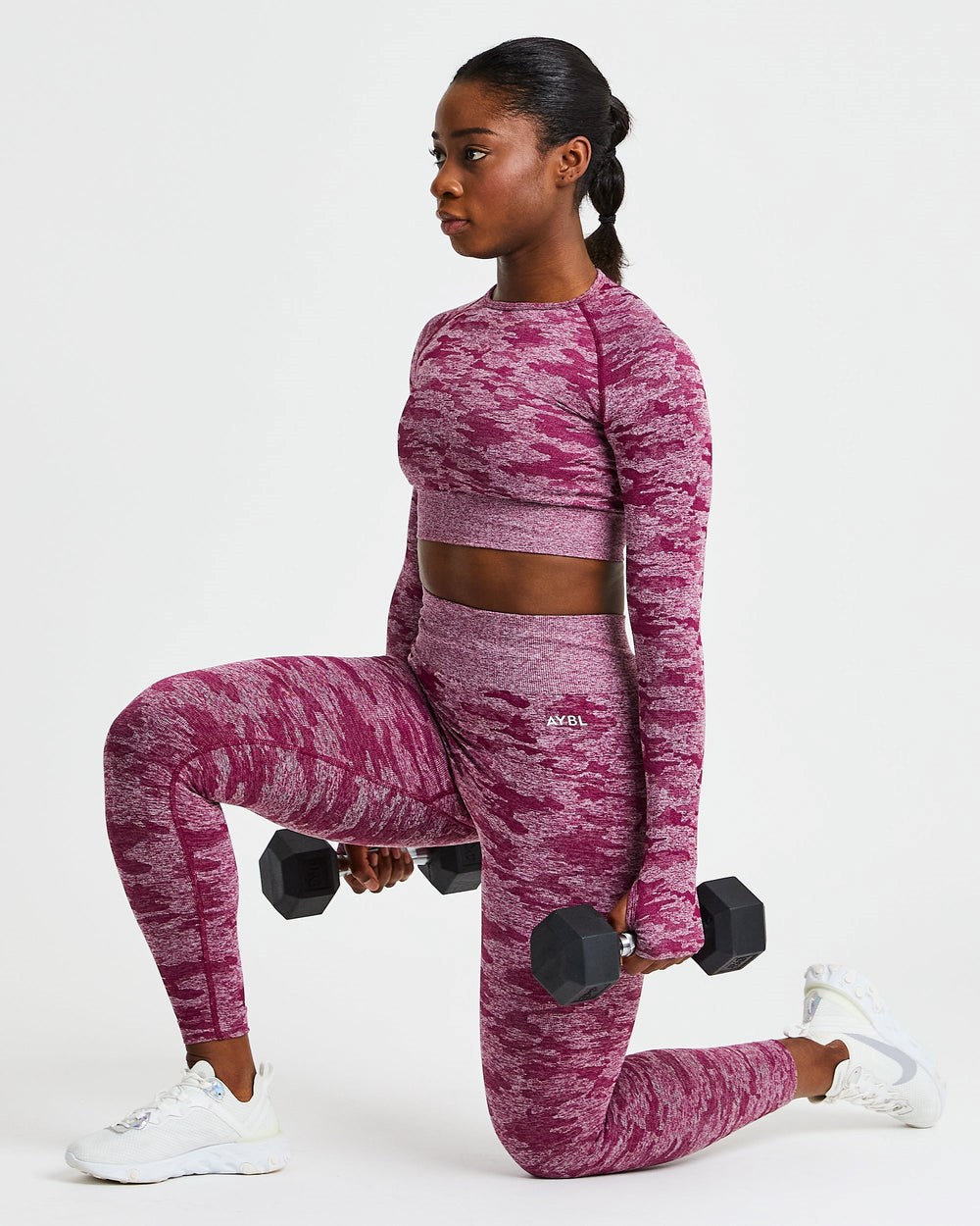 AYBL Evolve Camo Seamless Long Sleeve Crop Top Online Shop - Topy