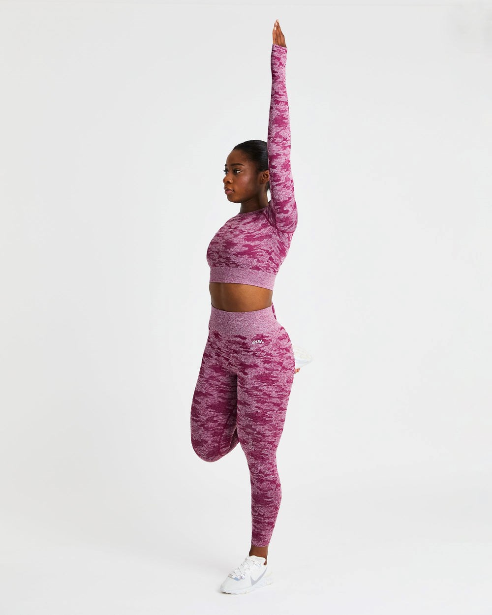 AYBL Evolve Camo Seamless Long Sleeve Crop Top Bordove | 43XAUSFTQ