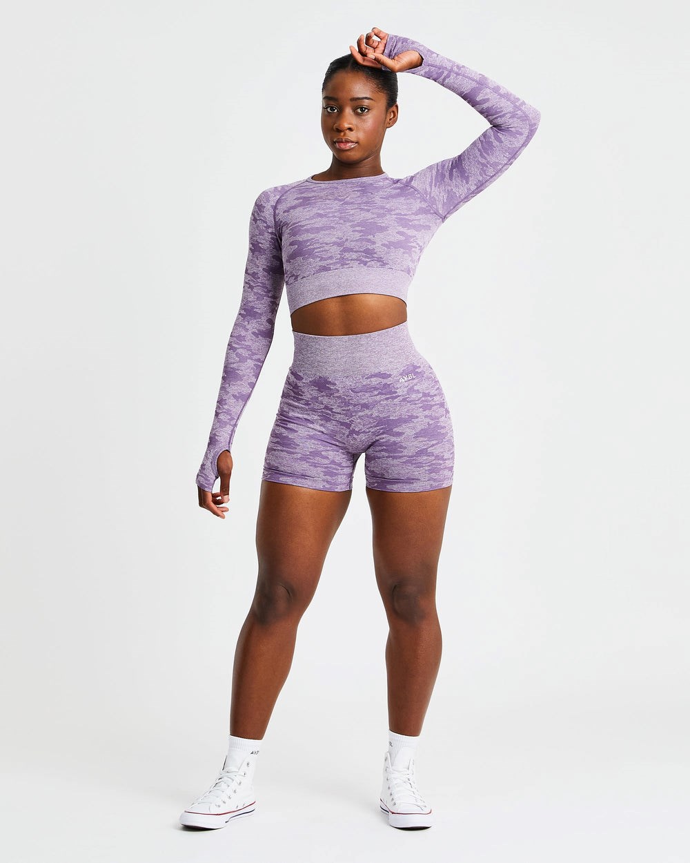 AYBL Evolve Camo Seamless Long Sleeve Crop Top Plum | 70ECJNHKY