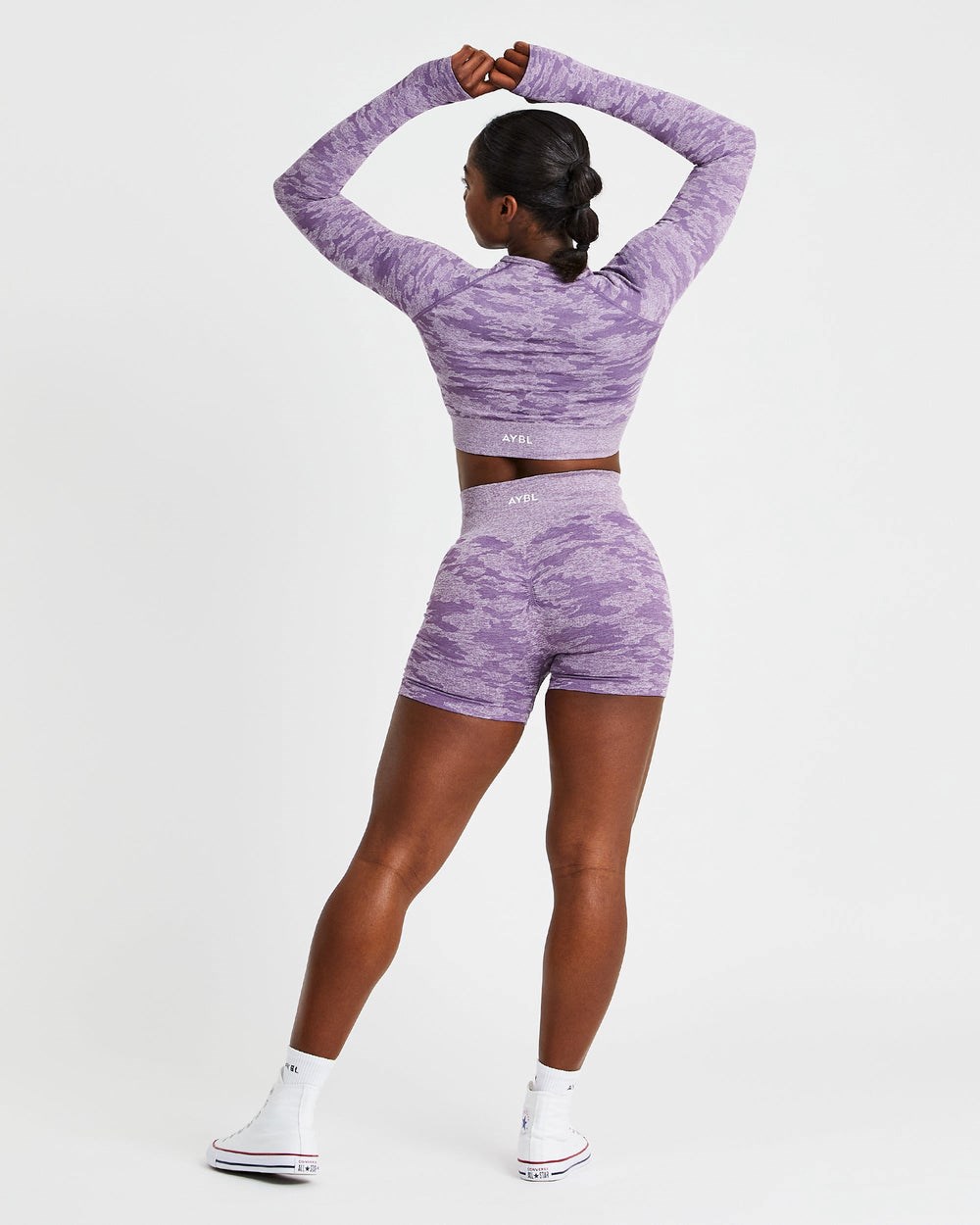 AYBL Evolve Camo Seamless Long Sleeve Crop Top Plum | 70ECJNHKY