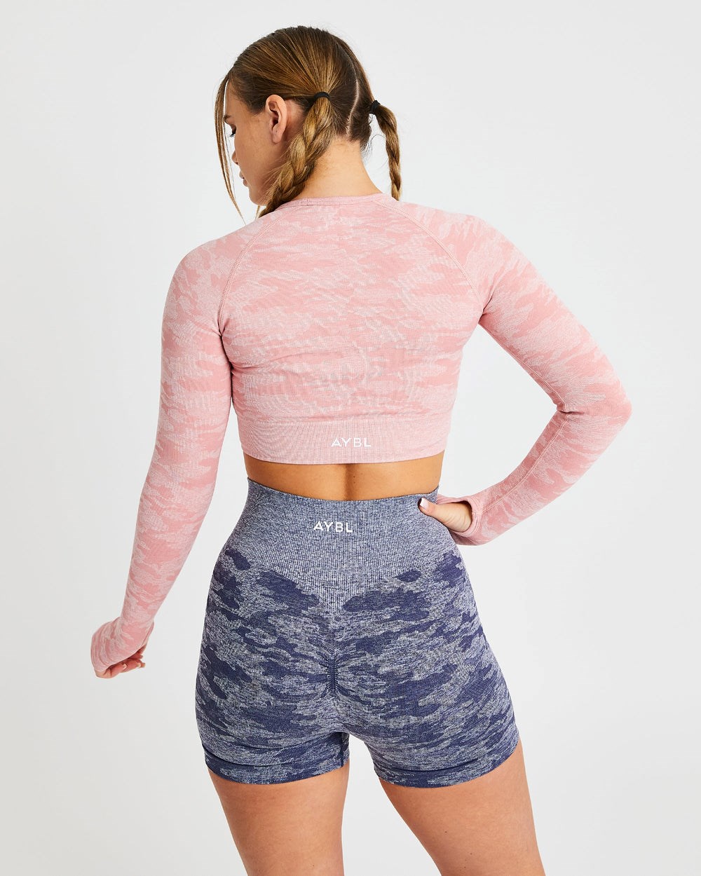 AYBL Evolve Camo Seamless Long Sleeve Crop Top Ruzove | 72UNOBXDL