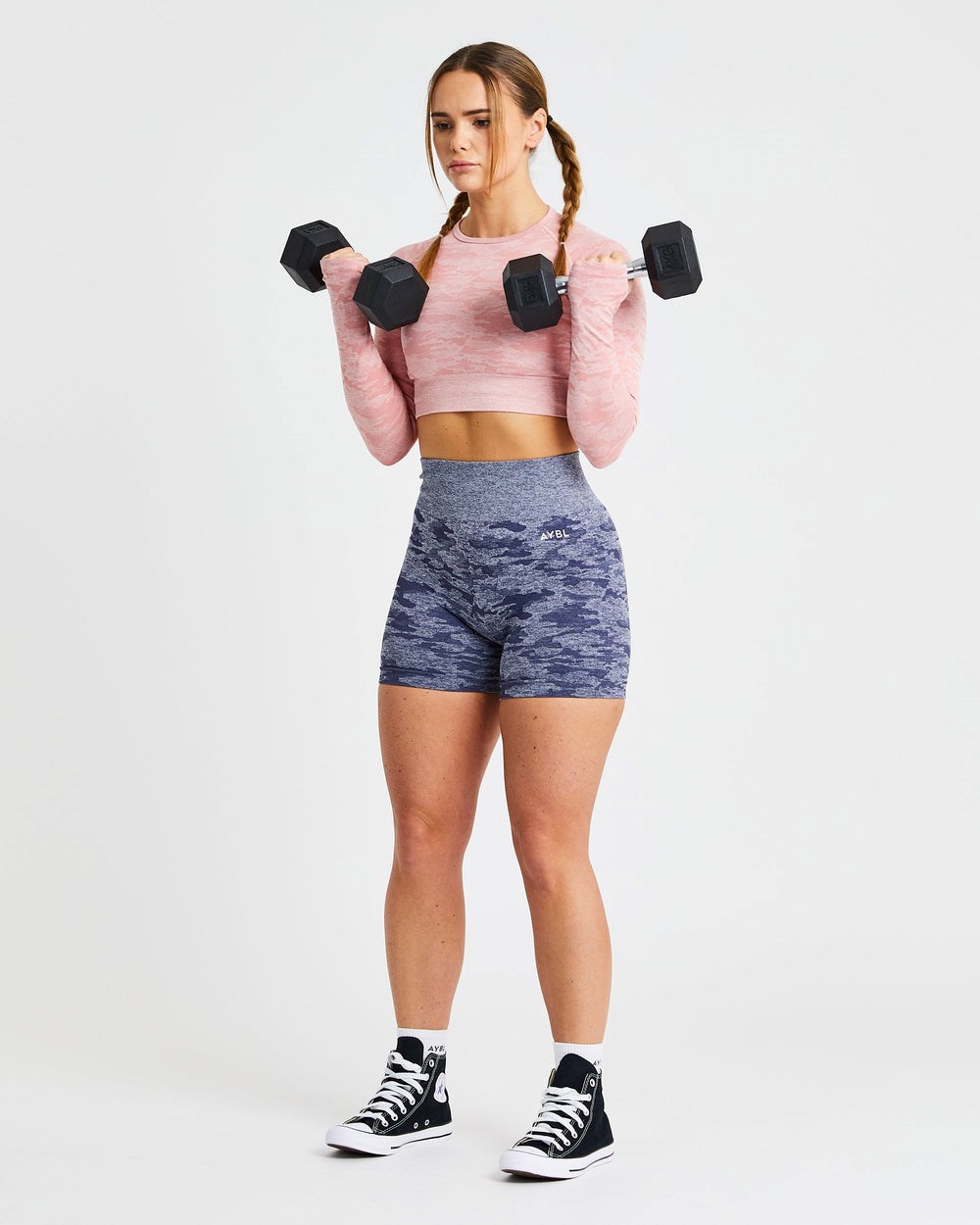 AYBL Evolve Camo Seamless Long Sleeve Crop Top Ruzove | 72UNOBXDL