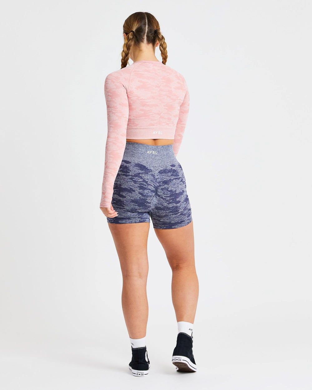 AYBL Evolve Camo Seamless Long Sleeve Crop Top Ruzove | 95CGAYQMU