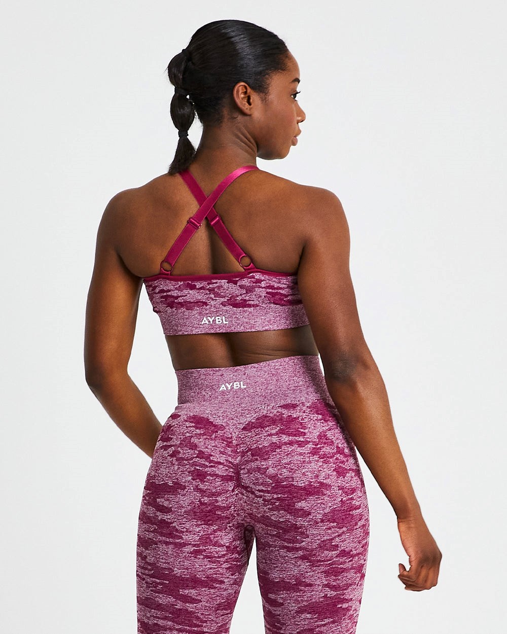 AYBL Evolve Camo Seamless Sports Bra Bordove | 27NEMPKJQ