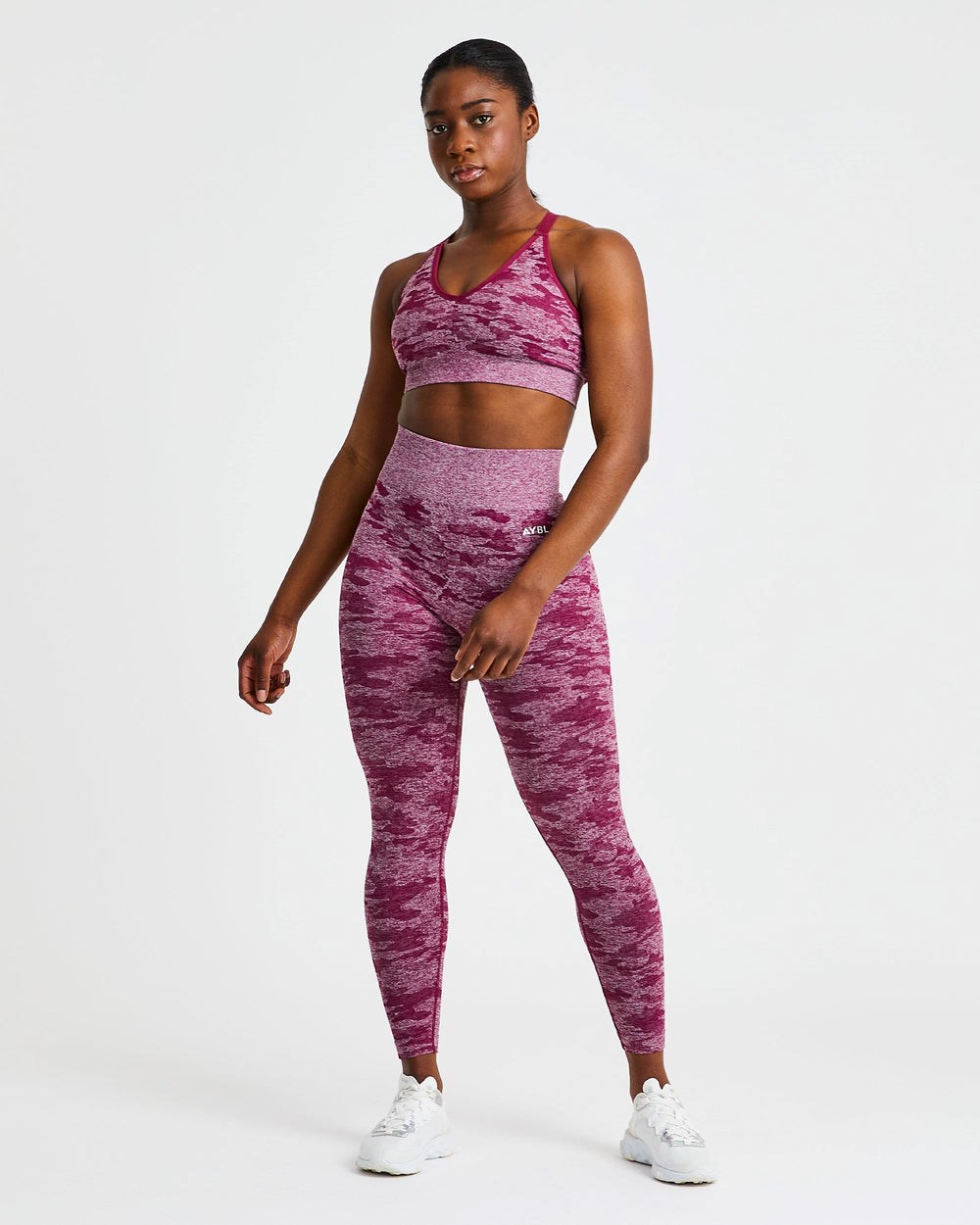 AYBL Evolve Camo Seamless Sports Bra Bordove | 27NEMPKJQ