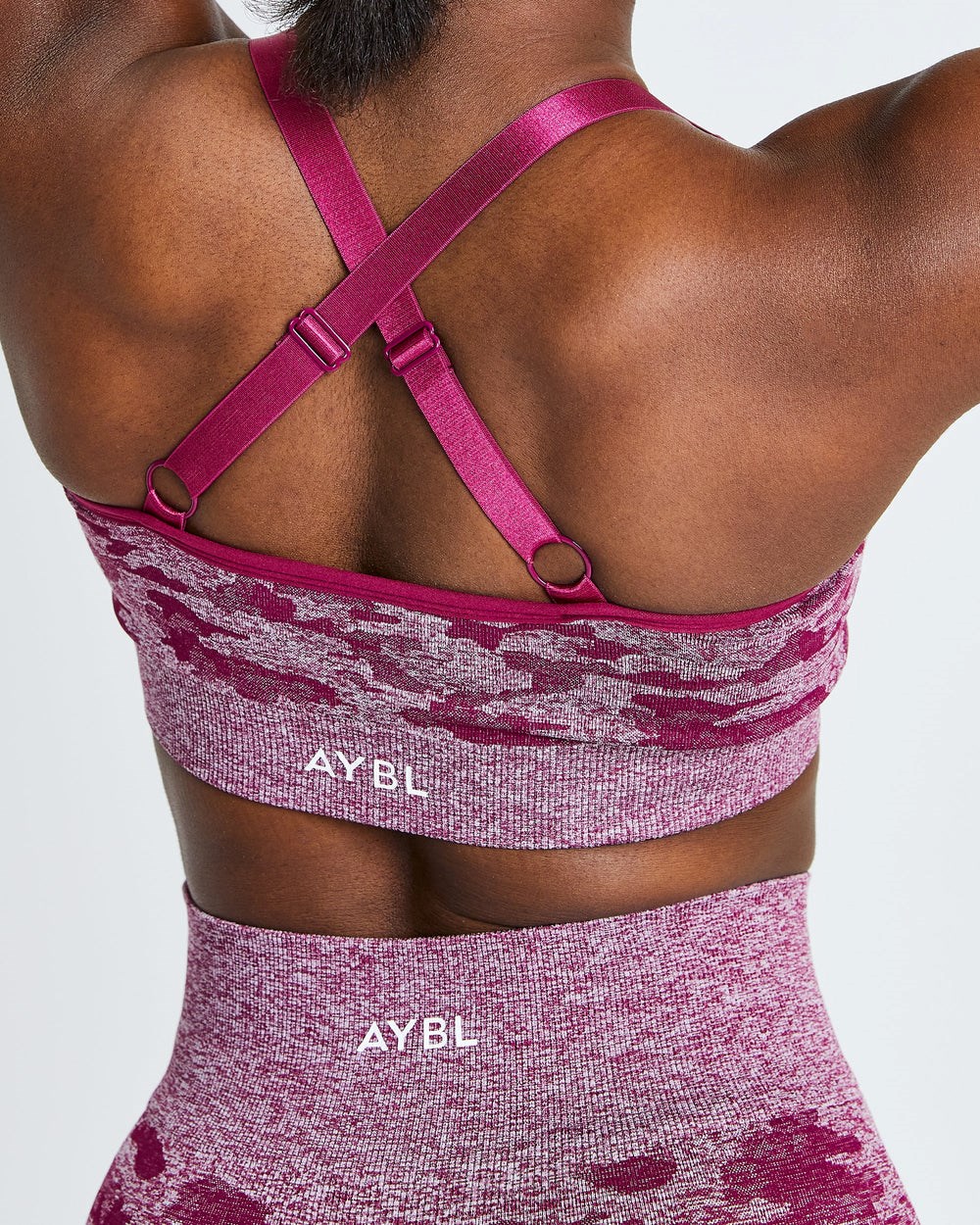 AYBL Evolve Camo Seamless Sports Bra Bordove | 27NEMPKJQ