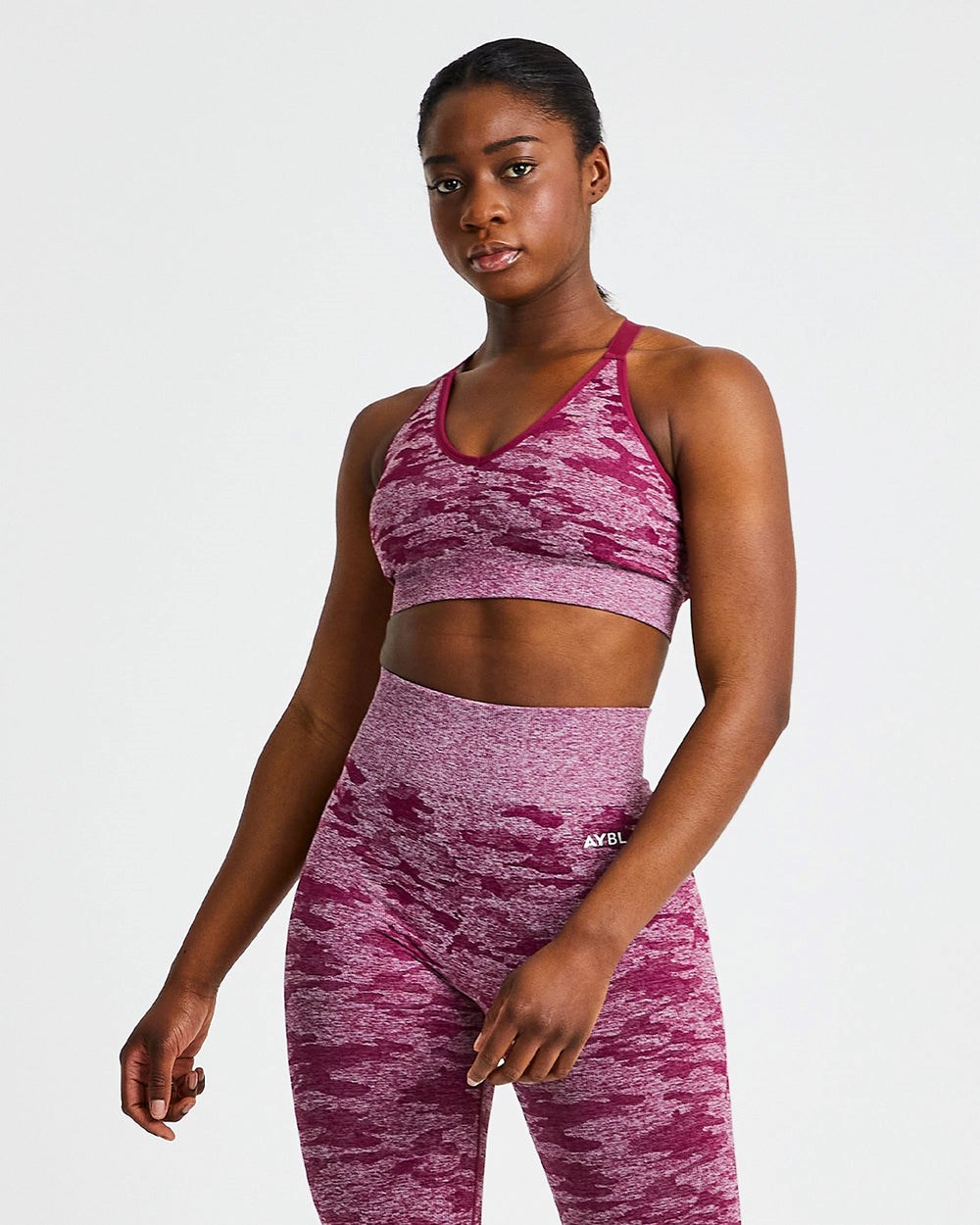 AYBL Evolve Camo Seamless Sports Bra Bordove | 27NEMPKJQ