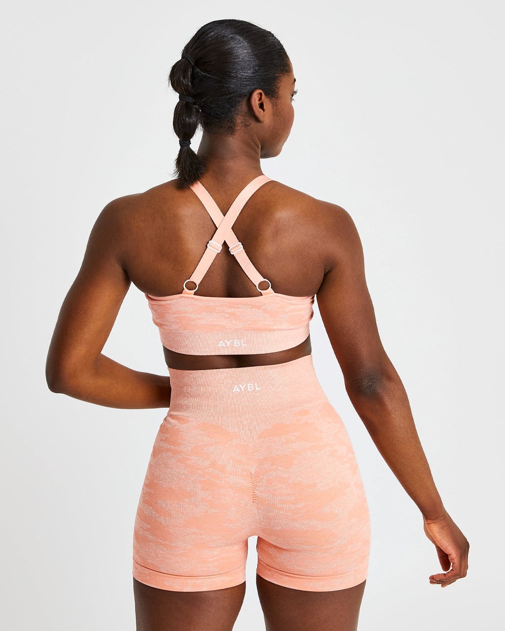 AYBL Evolve Camo Seamless Sports Bra Peach | 63SHIAZFB