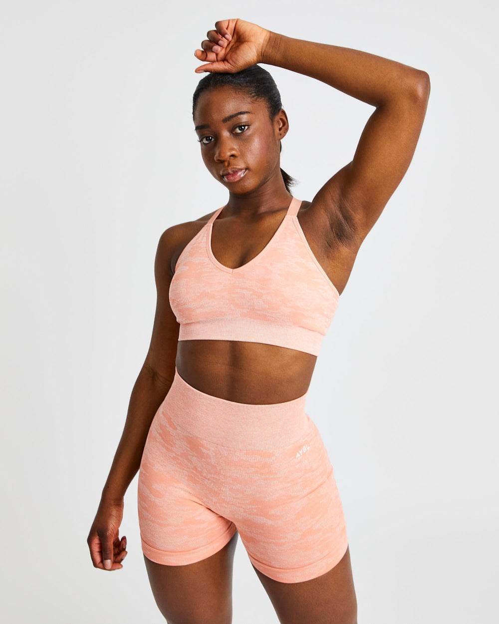 AYBL Evolve Camo Seamless Sports Bra Peach | 63SHIAZFB