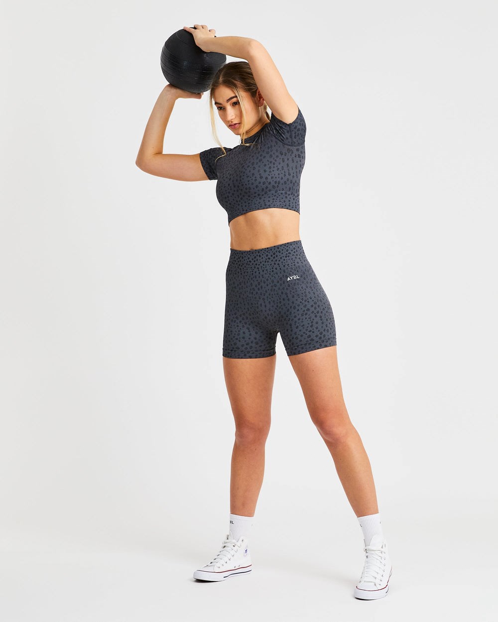 AYBL Evolve Speckle Seamless Crop Top Charcoal | 34ZFOMTUP