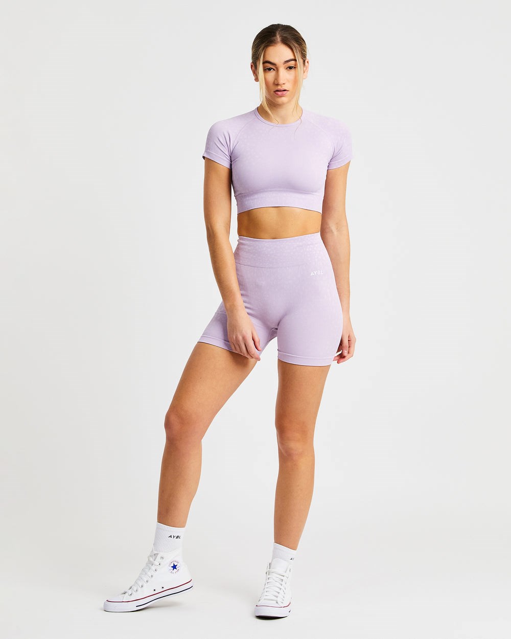 AYBL Evolve Speckle Seamless Crop Top Lilac | 02NXWGEQH