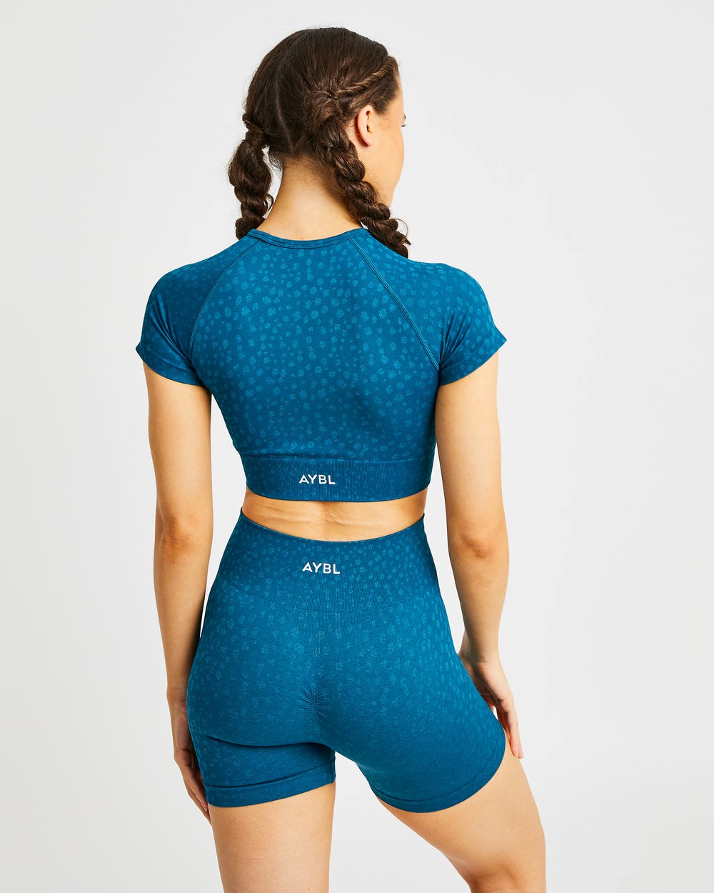 AYBL Evolve Speckle Seamless Crop Top Teal | 68KASEUYH