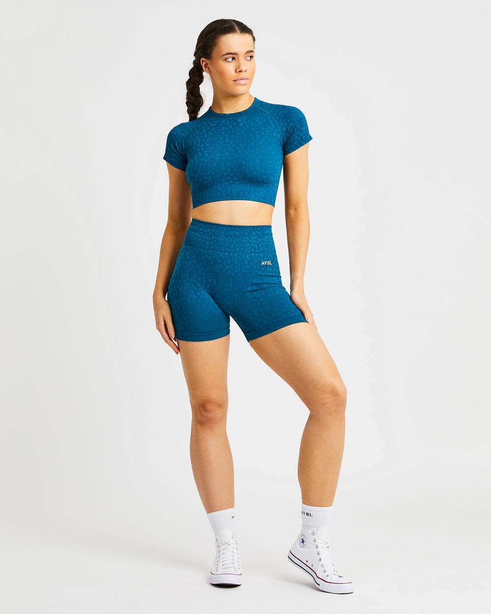 AYBL Evolve Speckle Seamless Crop Top Teal | 68KASEUYH