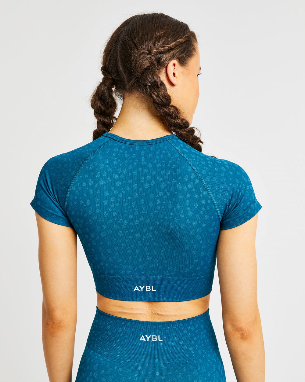 AYBL Evolve Speckle Seamless Crop Top Teal | 68KASEUYH