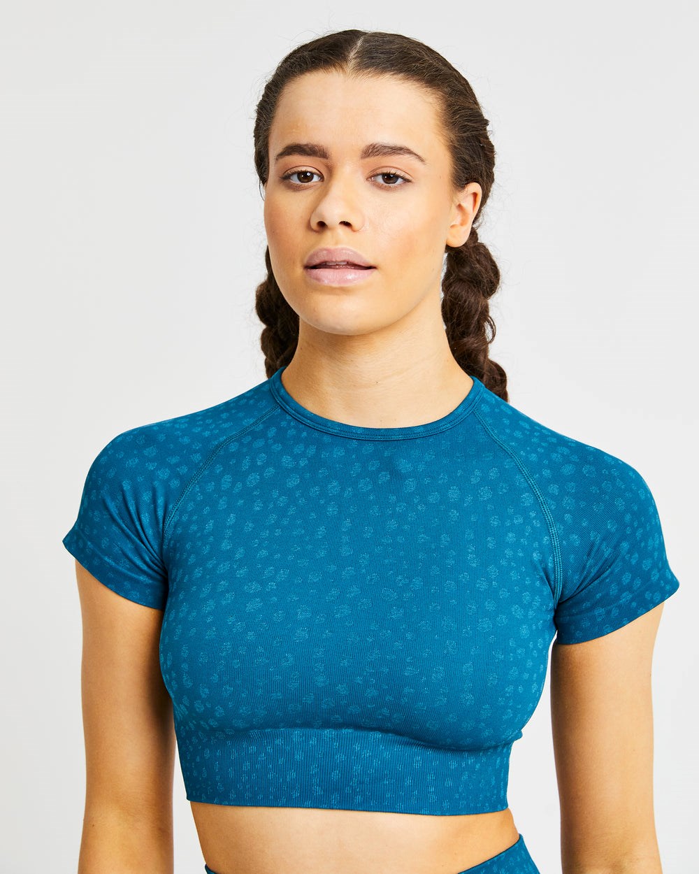 AYBL Evolve Speckle Seamless Crop Top Teal | 73XEVHTMQ