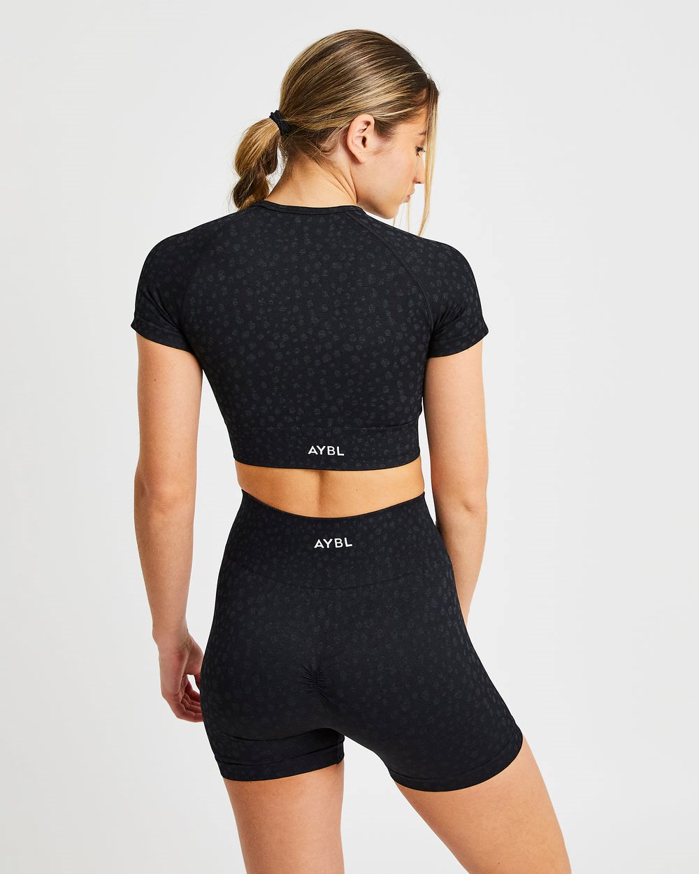 AYBL Evolve Speckle Seamless Crop Top Čierne | 85GDJSCMA