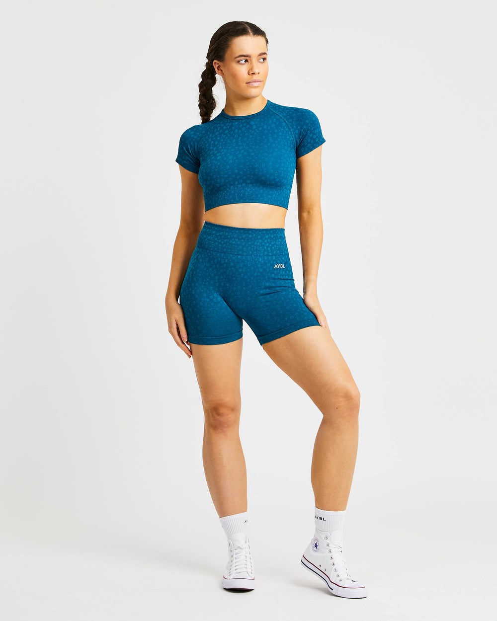 AYBL Evolve Speckle Seamless Crop Vest Teal | 14JURDEMZ