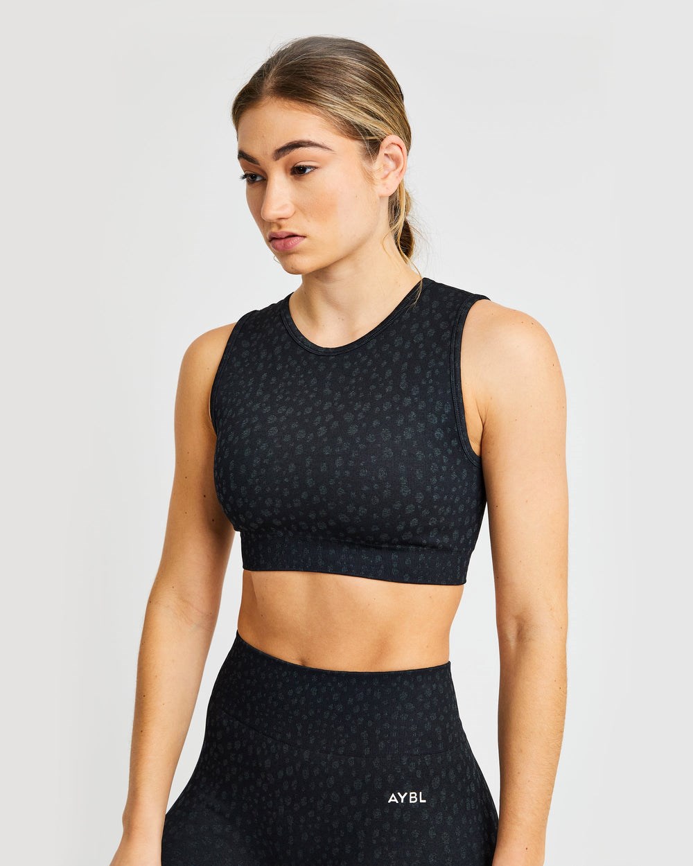 AYBL Evolve Speckle Seamless Crop Vest Čierne | 73CRMNSUW