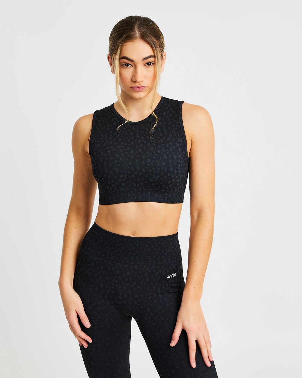 AYBL Evolve Speckle Seamless Crop Vest Čierne | 73CRMNSUW