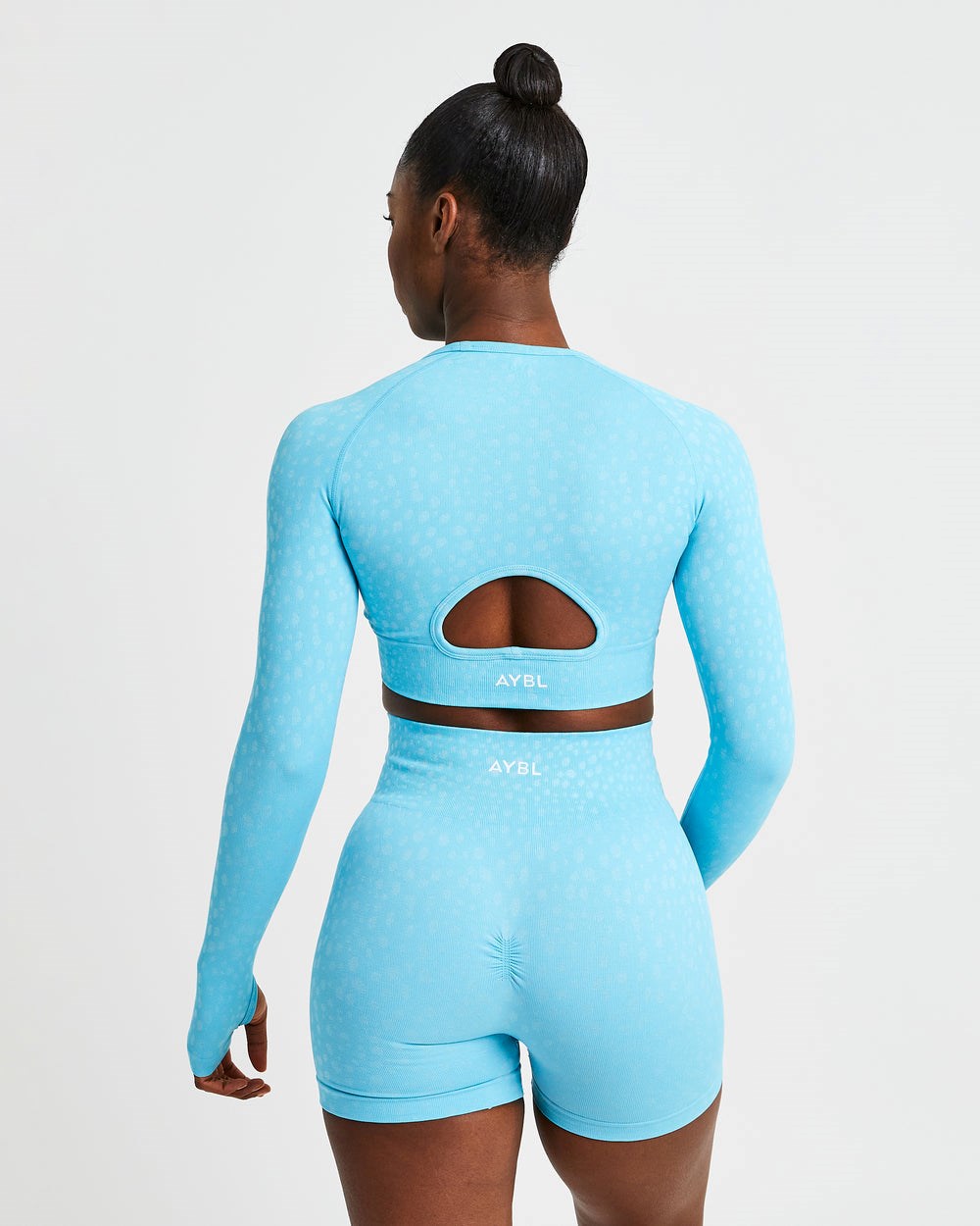 AYBL Evolve Speckle Seamless Long Sleeve Crop Top Svetlo Modre | 03LVYXIGR