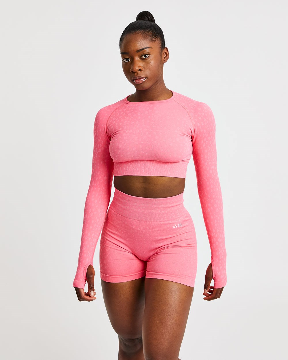 AYBL Evolve Speckle Seamless Long Sleeve Crop Top Koralove Ruzove | 04SPYLAUW