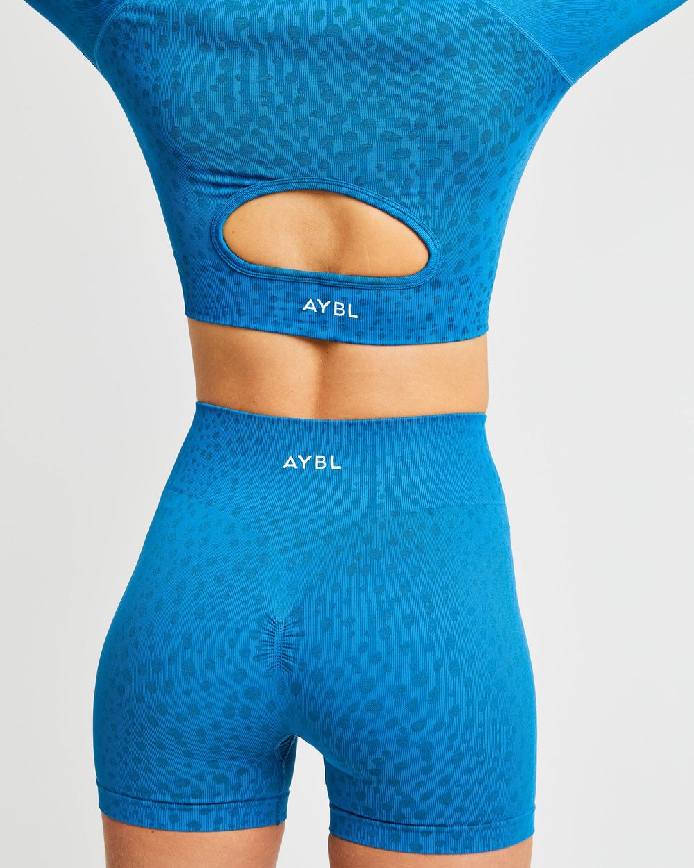 AYBL Evolve Speckle Seamless Long Sleeve Crop Top Modre | 28JMFOZXB