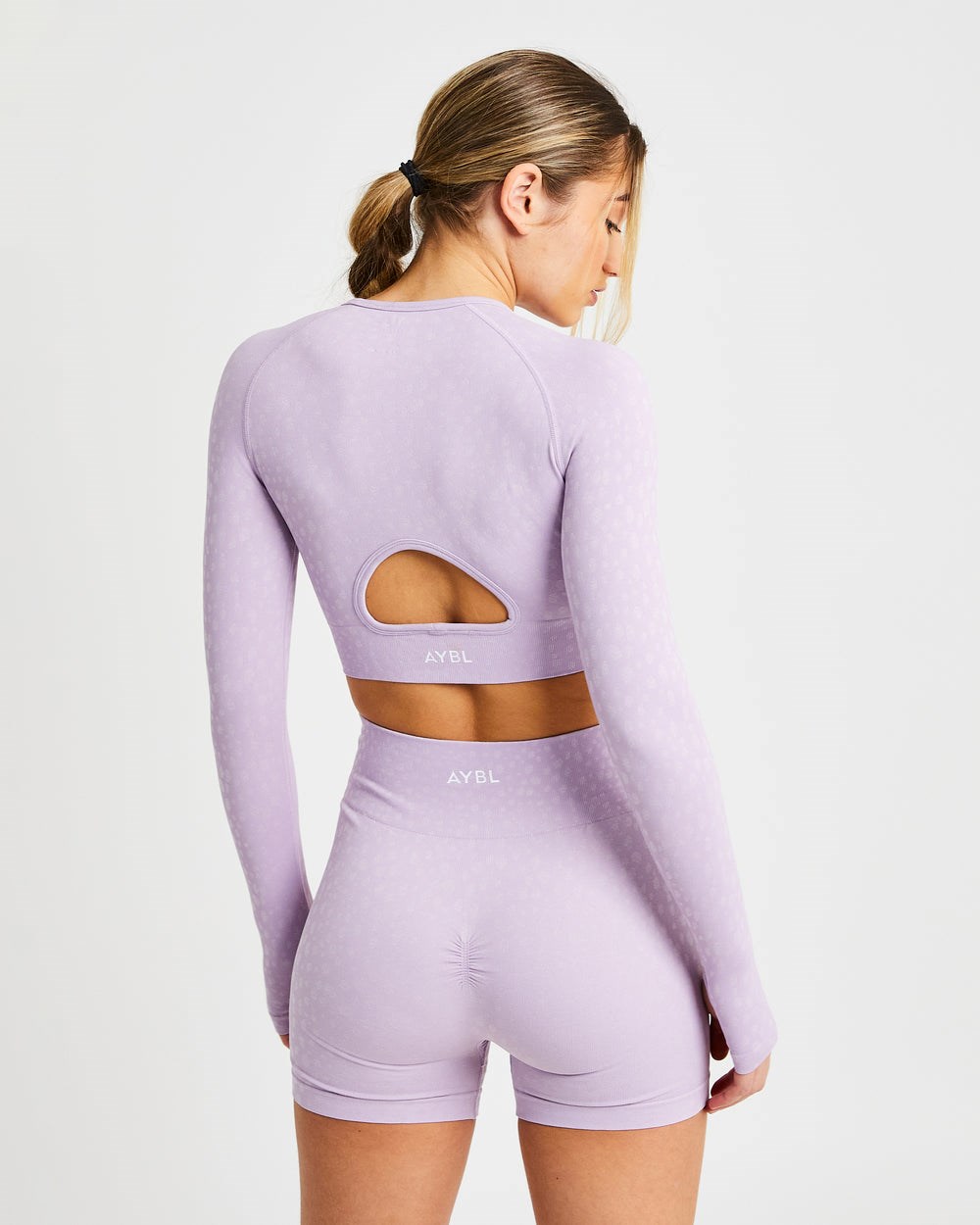 AYBL Evolve Speckle Seamless Long Sleeve Crop Top Lilac | 62JKSBENP