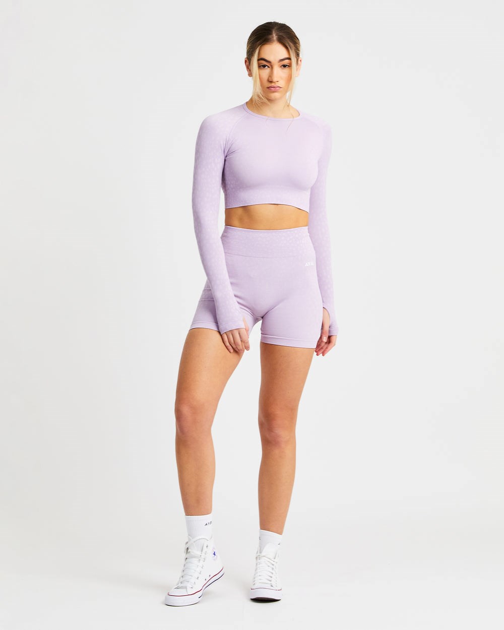 AYBL Evolve Speckle Seamless Long Sleeve Crop Top Lilac | 62JKSBENP