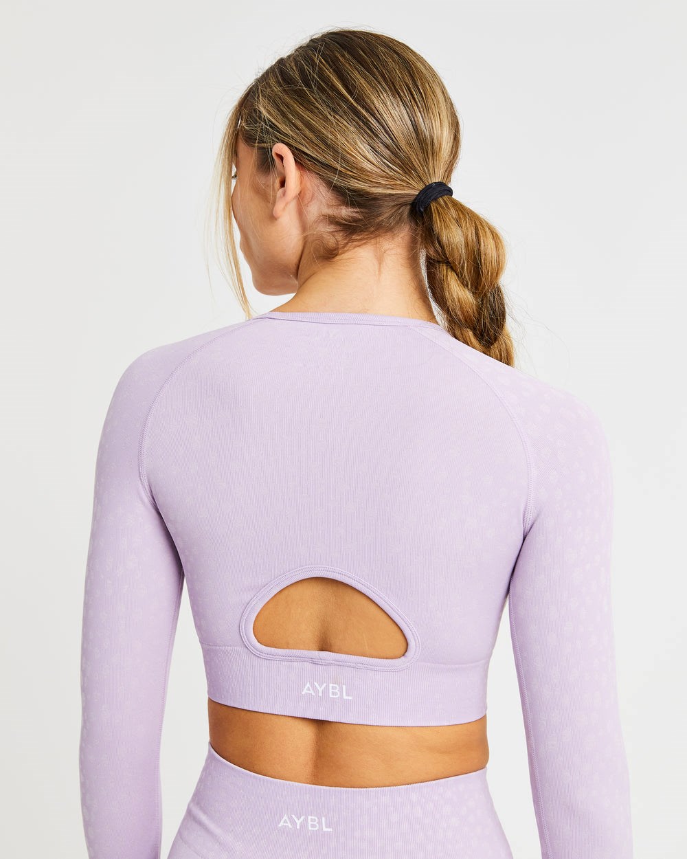 AYBL Evolve Speckle Seamless Long Sleeve Crop Top Lilac | 62JKSBENP