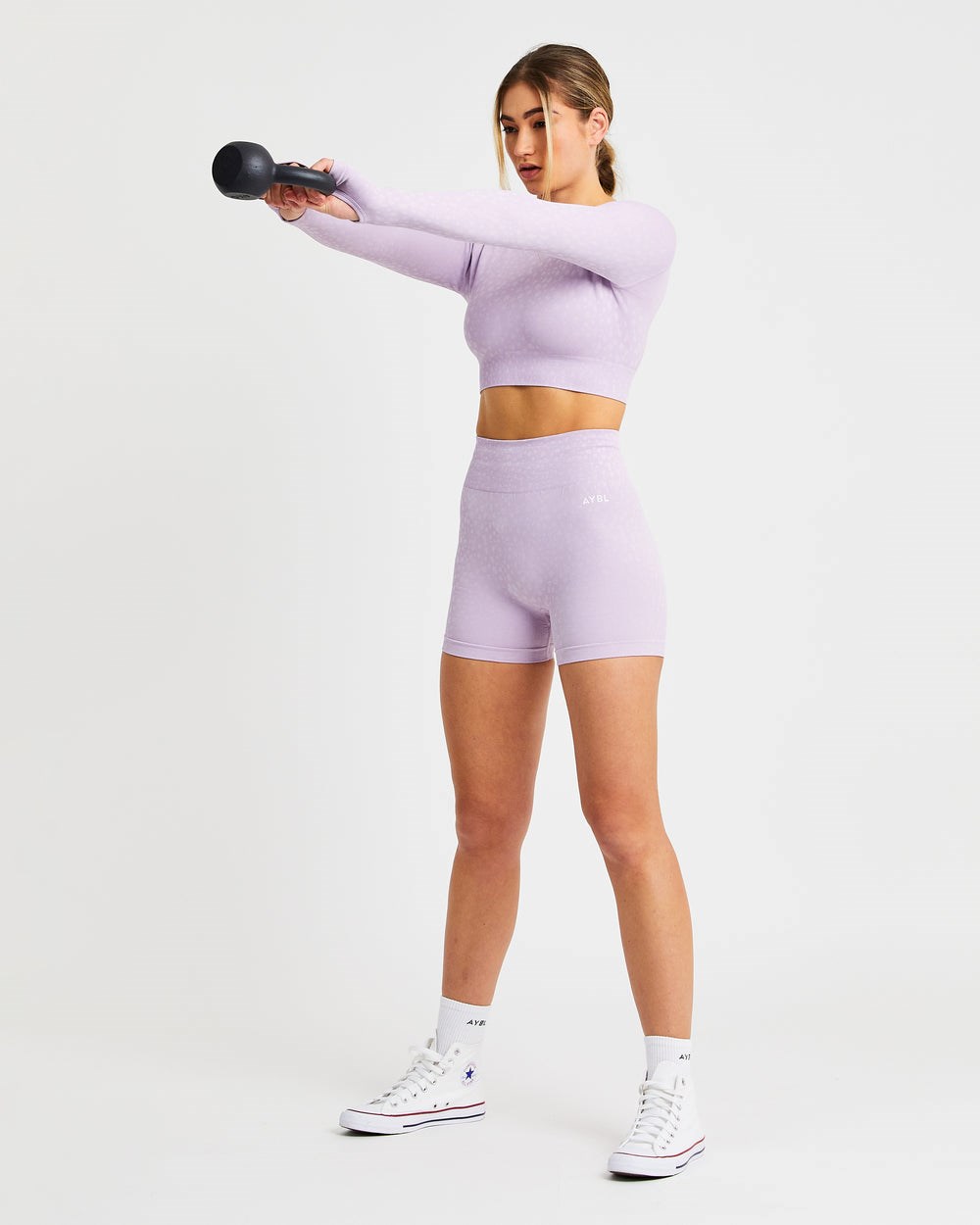 AYBL Evolve Speckle Seamless Long Sleeve Crop Top Lilac | 62JKSBENP