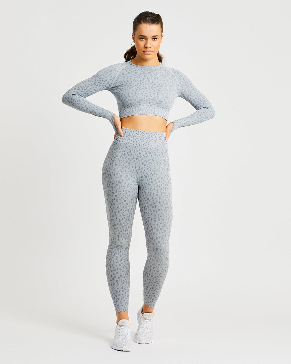 AYBL Evolve Speckle Seamless Long Sleeve Crop Top Svetlo Siva | 72MDTLOSH