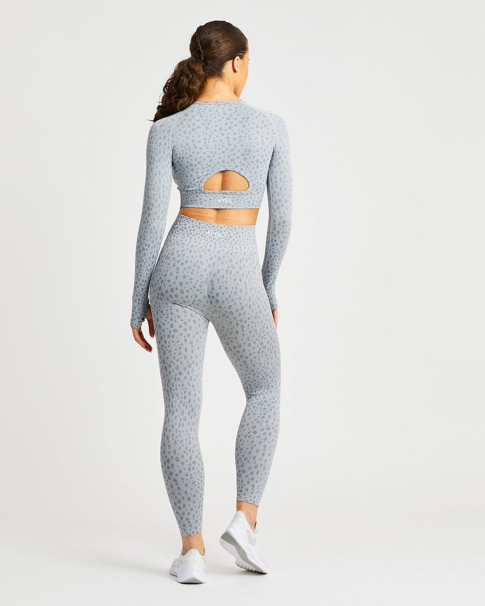 AYBL Evolve Speckle Seamless Long Sleeve Crop Top Svetlo Siva | 72MDTLOSH