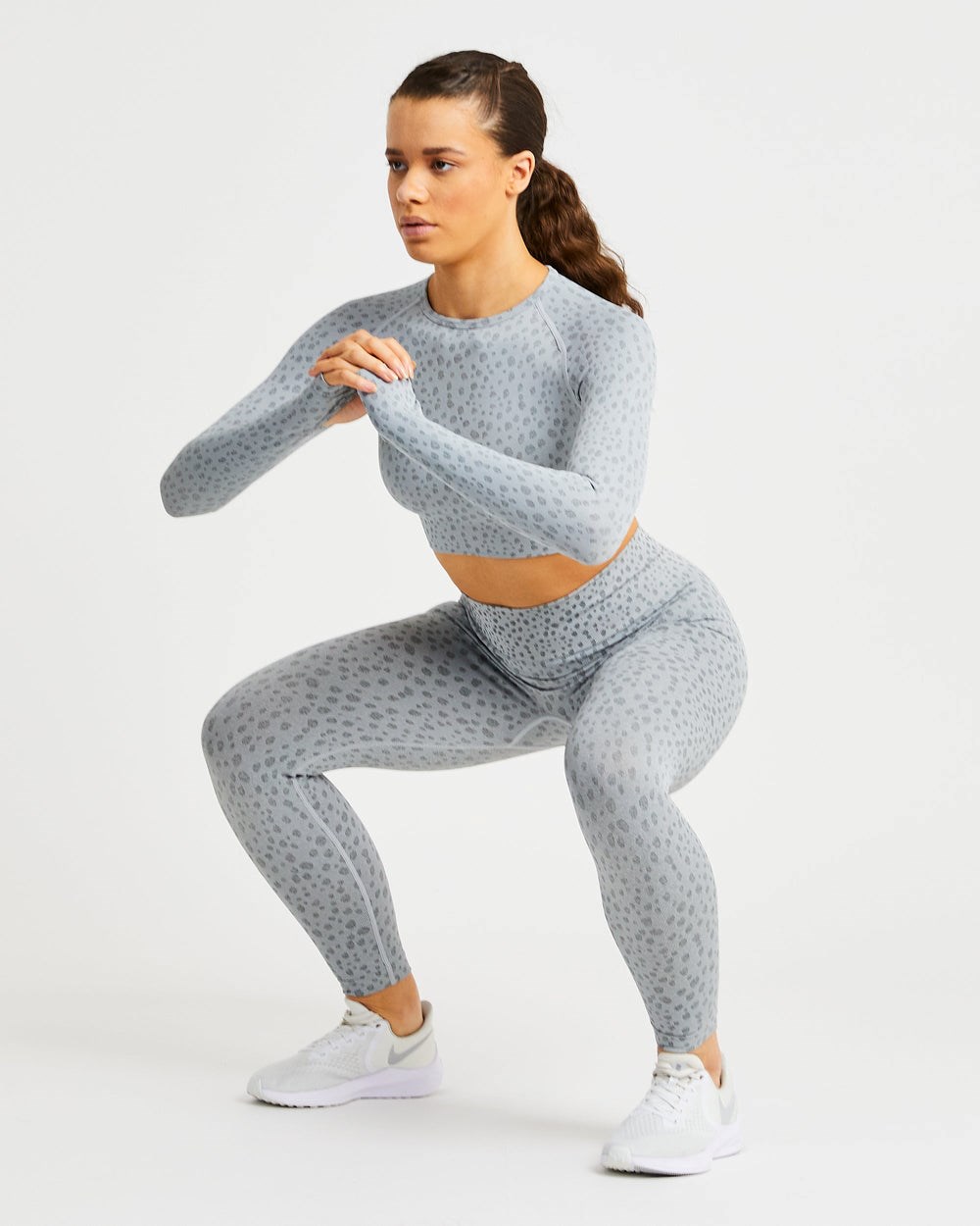 AYBL Evolve Speckle Seamless Long Sleeve Crop Top Svetlo Siva | 72MDTLOSH