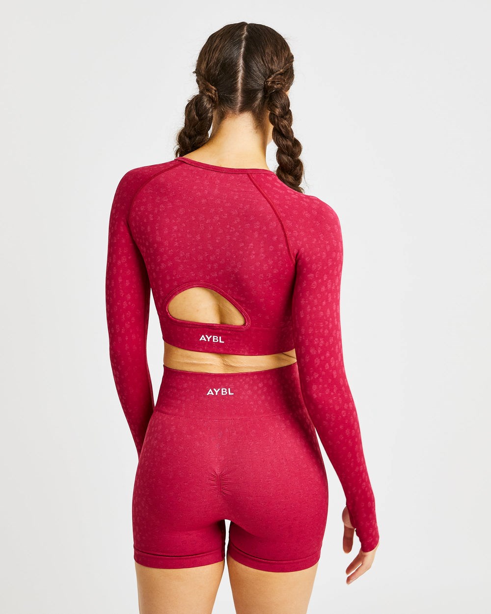 AYBL Evolve Speckle Seamless Long Sleeve Crop Top Raspberry | 74UAHTJPI