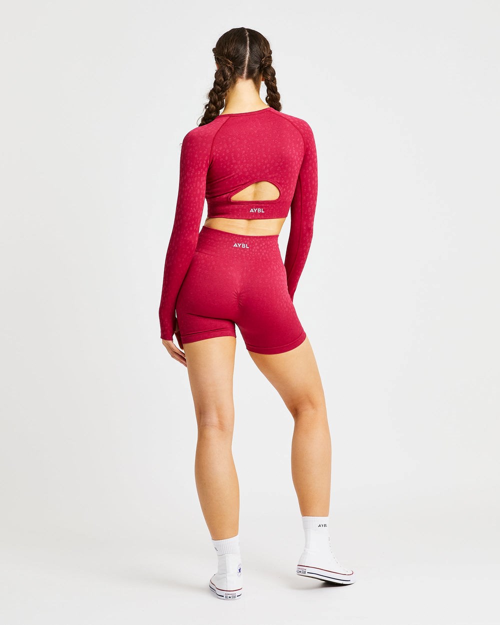 AYBL Evolve Speckle Seamless Long Sleeve Crop Top Raspberry | 74UAHTJPI