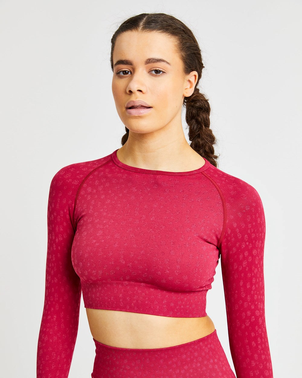 AYBL Evolve Speckle Seamless Long Sleeve Crop Top Raspberry | 74UAHTJPI