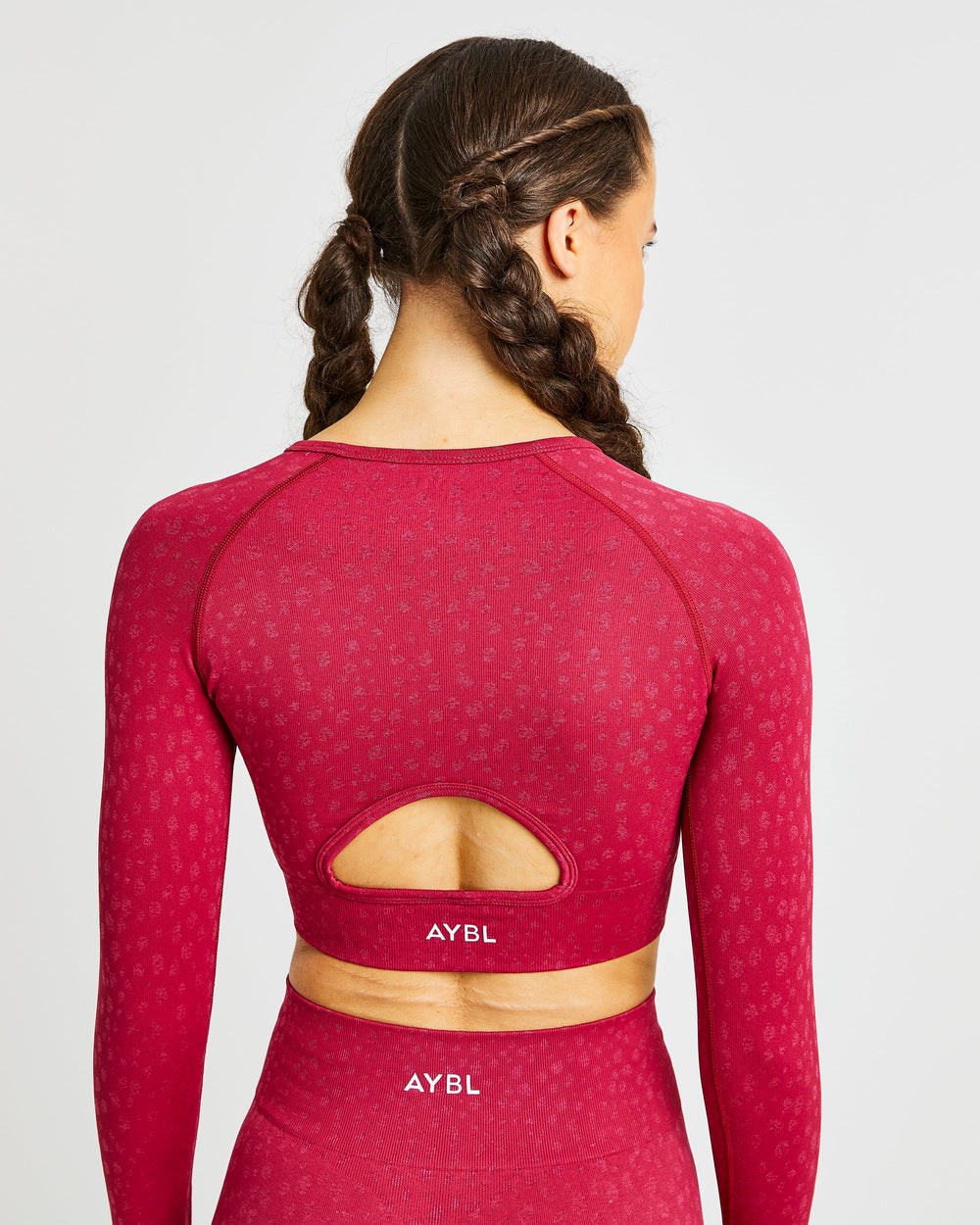 AYBL Evolve Speckle Seamless Long Sleeve Crop Top Raspberry | 74UAHTJPI