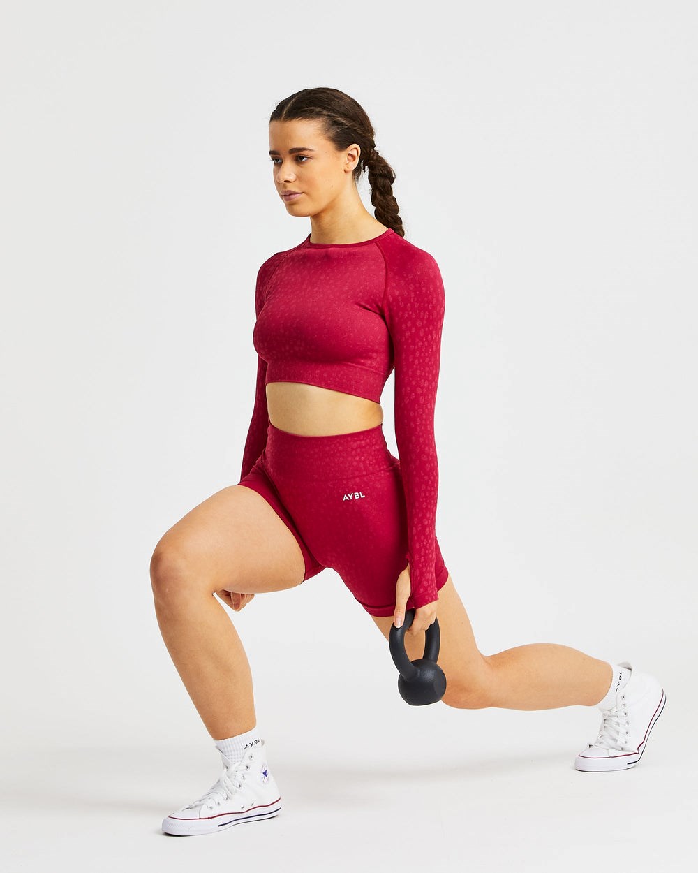 AYBL Evolve Speckle Seamless Long Sleeve Crop Top Raspberry | 74UAHTJPI