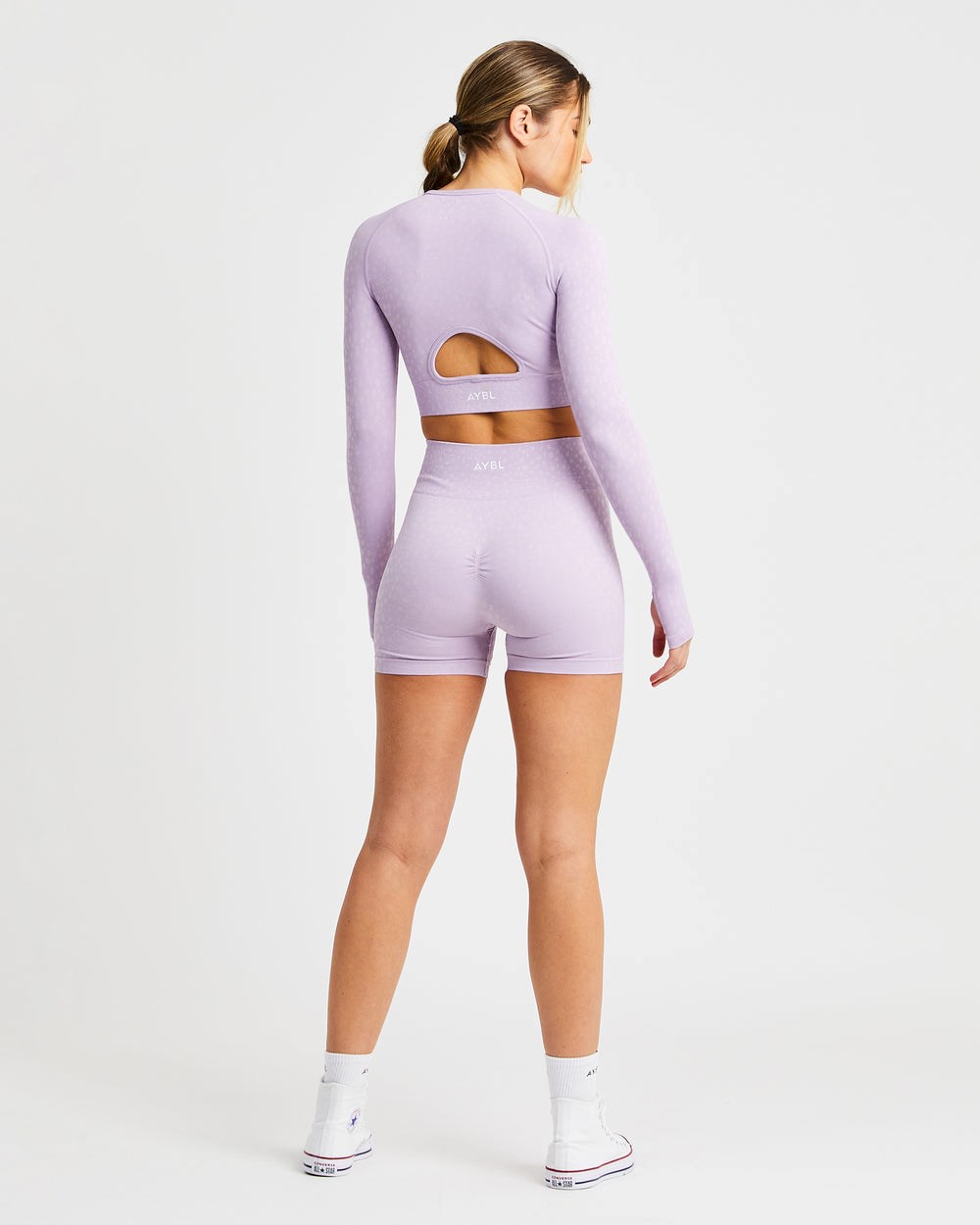 AYBL Evolve Speckle Seamless Long Sleeve Crop Top Lilac | 82ITGKUOQ