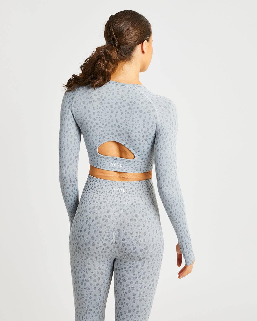 AYBL Evolve Speckle Seamless Long Sleeve Crop Top Svetlo Siva | 84ELVJXSP