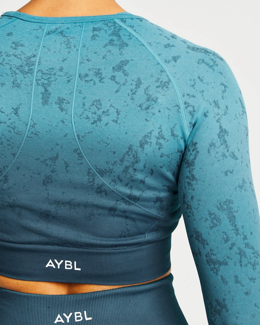 AYBL Flare Seamless Long Sleeve Crop Top Teal | 12TQCZWVR