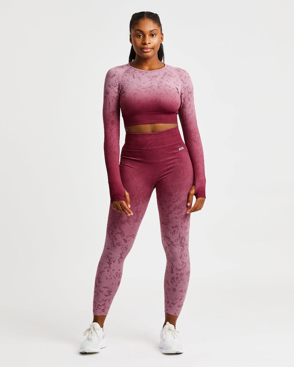 AYBL Flare Seamless Long Sleeve Crop Top Plum | 60ILURQPK