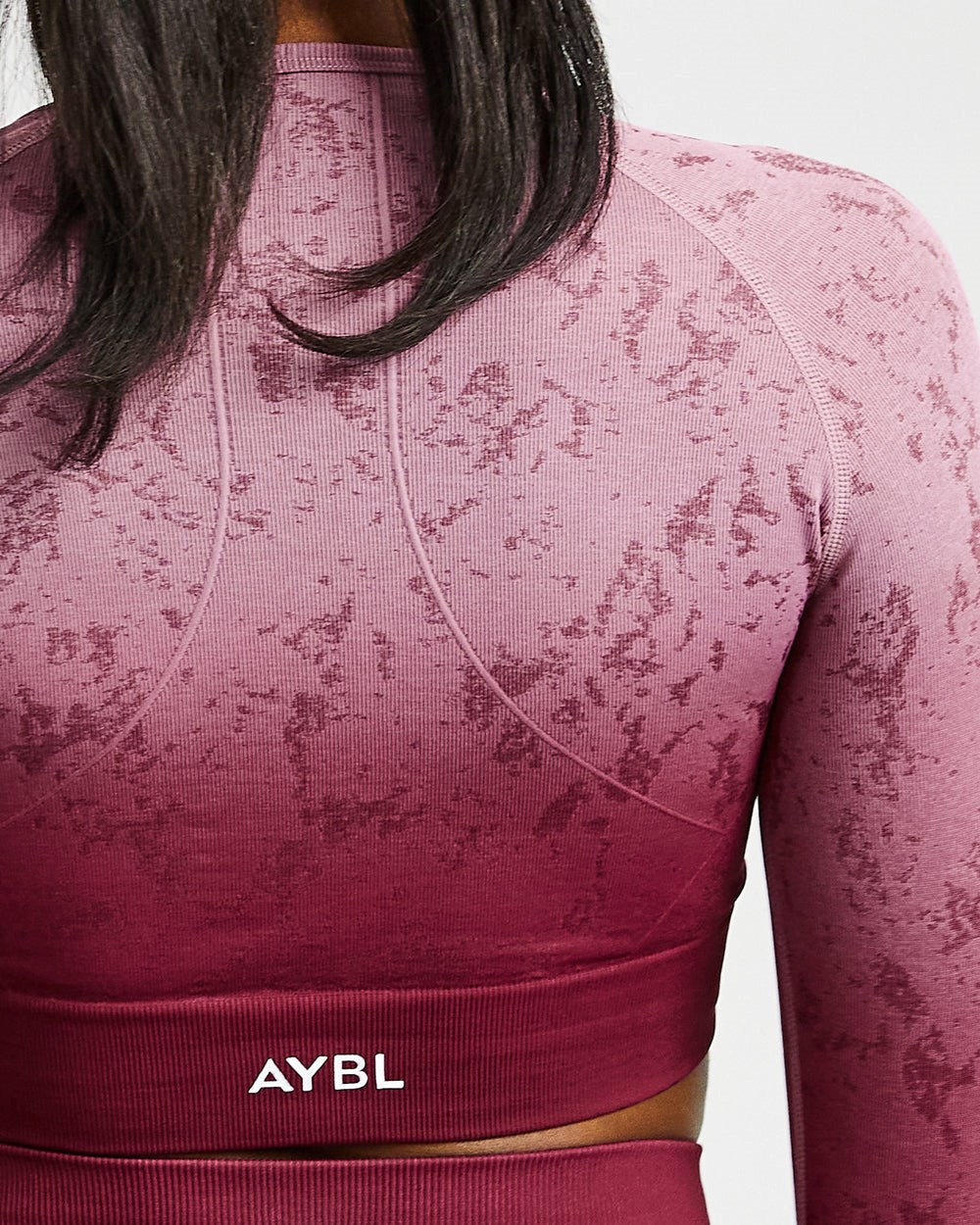 AYBL Flare Seamless Long Sleeve Crop Top Plum | 60ILURQPK