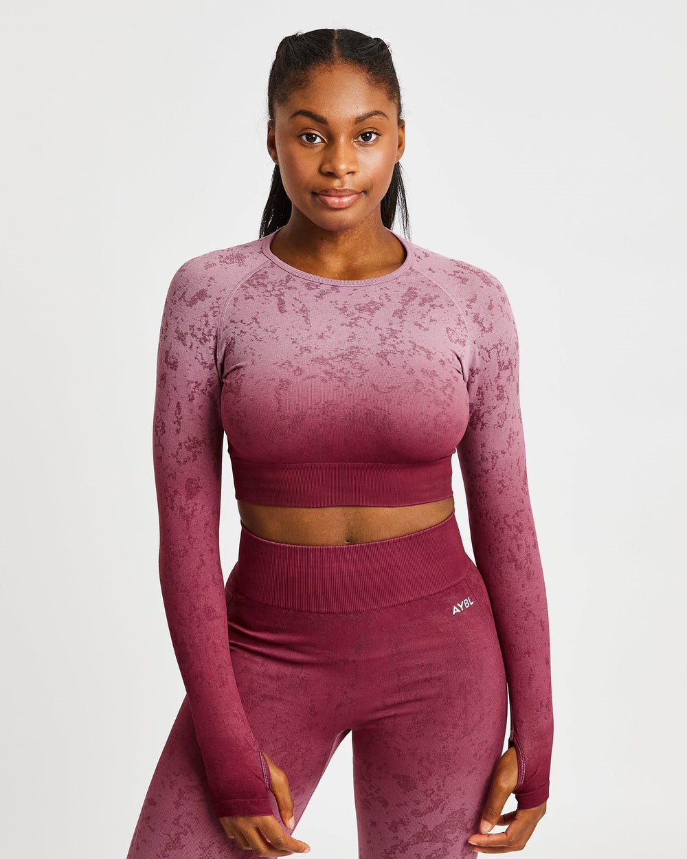 AYBL Flare Seamless Long Sleeve Crop Top Plum | 60ILURQPK