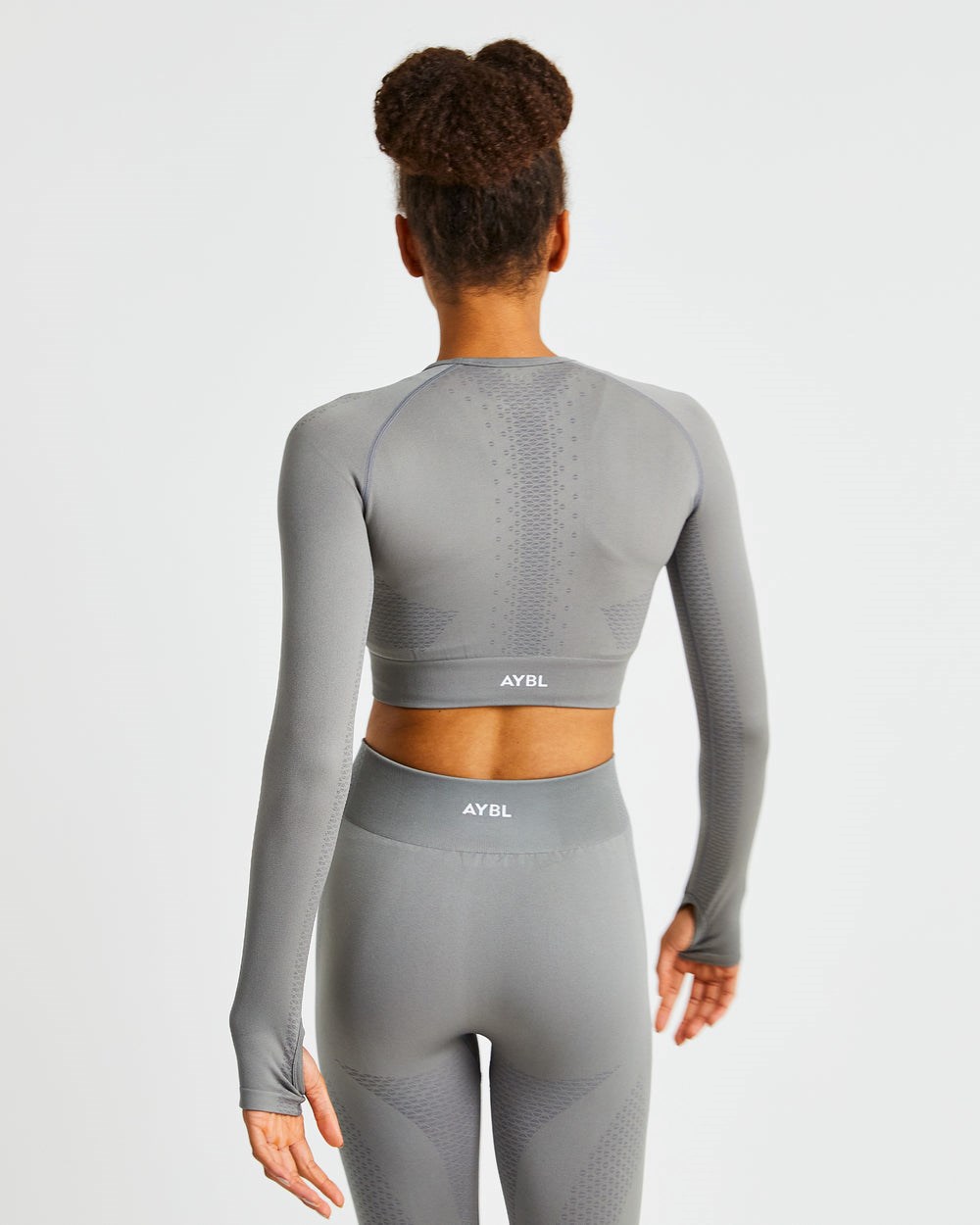 AYBL Ignite Seamless Long Sleeve Crop Top Siva | 40VYBEQOX