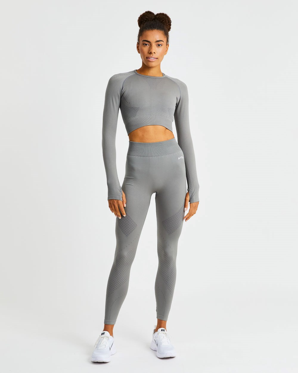 AYBL Ignite Seamless Long Sleeve Crop Top Siva | 40VYBEQOX