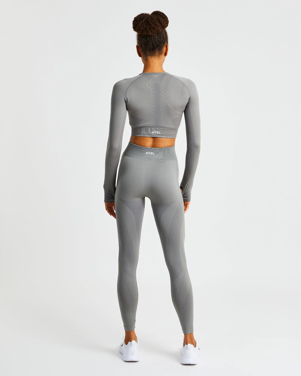 AYBL Ignite Seamless Long Sleeve Crop Top Siva | 40VYBEQOX