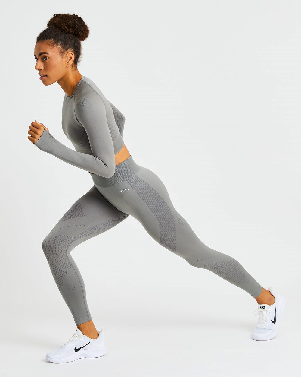 AYBL Ignite Seamless Long Sleeve Crop Top Siva | 40VYBEQOX