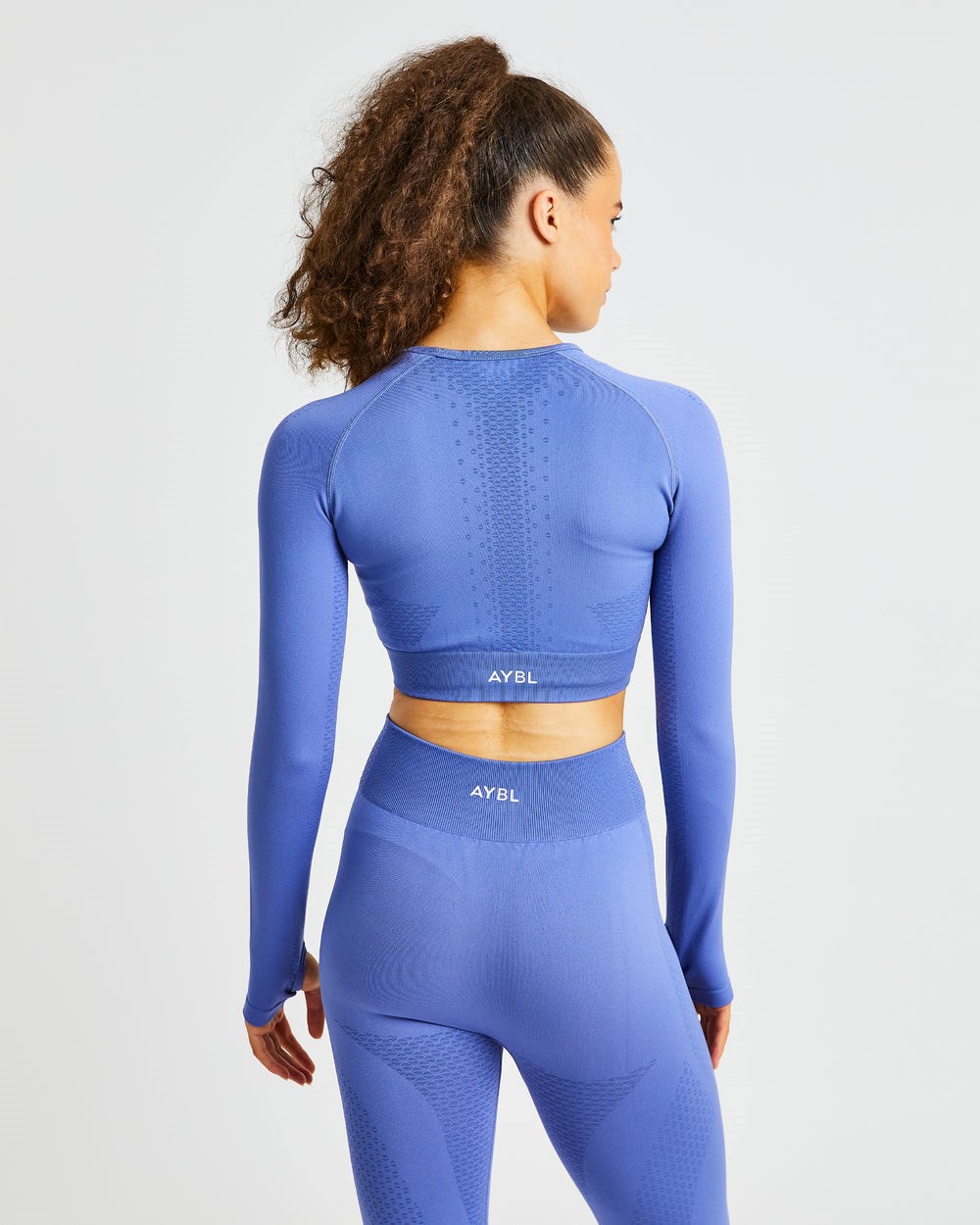 AYBL Ignite Seamless Long Sleeve Crop Top Modre | 41USDKLNY