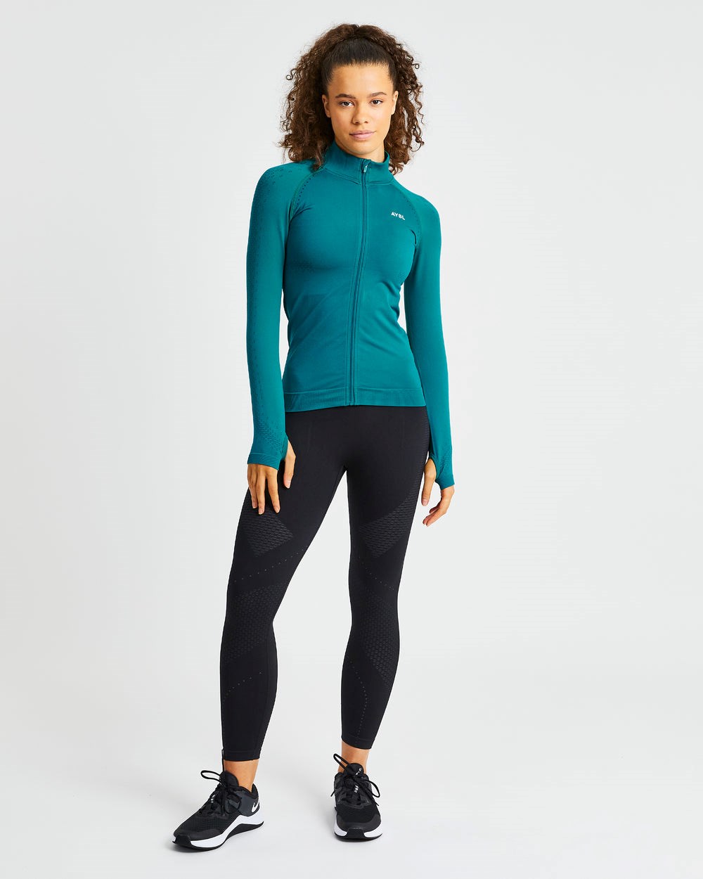 AYBL Ignite Seamless Zip Jacket Hyper Teal | 48YTMJCER